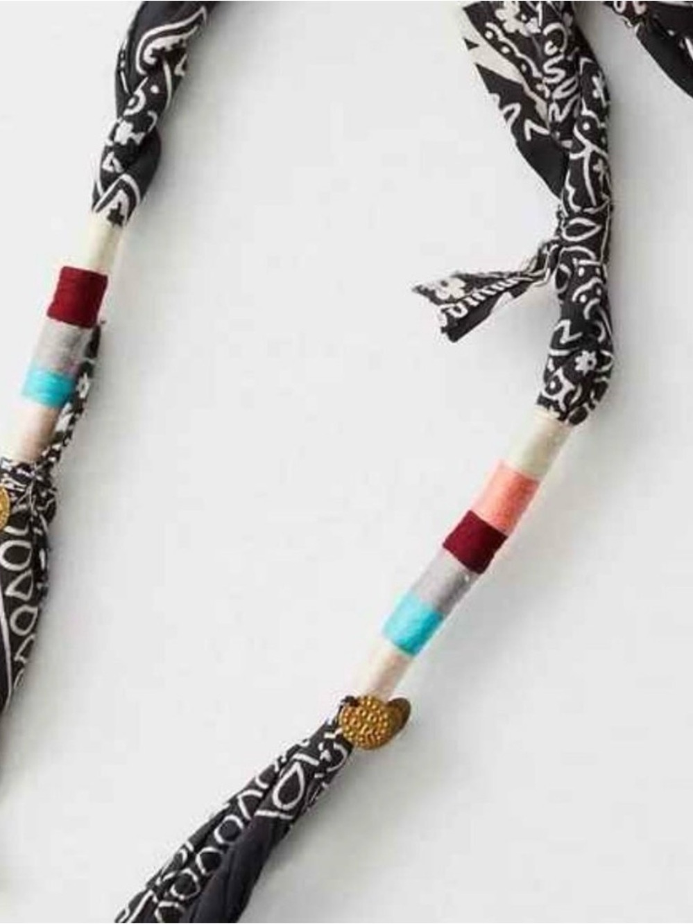 NWT Free People Blue Bandana Twisted Boho Gold Coin Embellished Wrap Belt - Picture 4 of 7